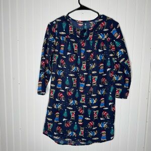 Lands End Dogs Frenchie Nightgown pajama winter girl Christmas Holiday Size 8
